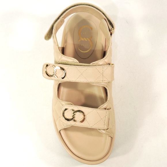 CASADEI 🇮🇹 WOMENS BEIGE SOFT LEATHER SUMMER PLATFORM SANDALS - Picture 6 of 7